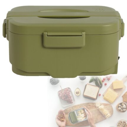 LIVOO Lunchbox-Set tragbar elektrisch zwei Fächer mit Autoadapter MEN396K khaki